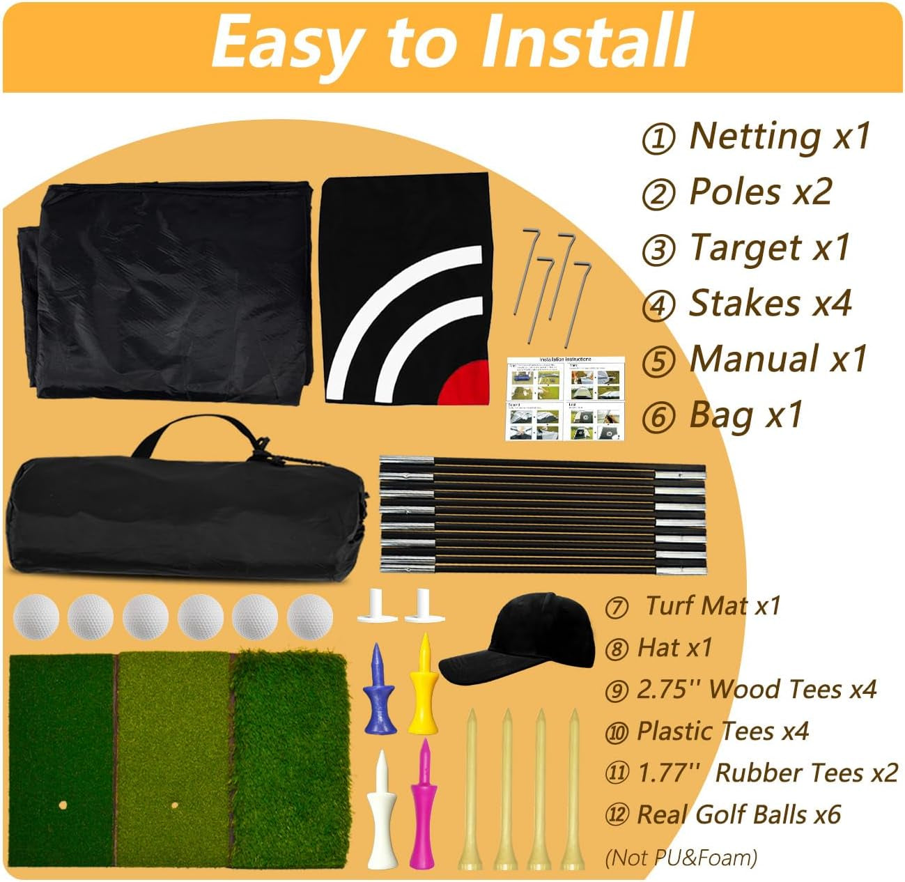 Golf Net,Golf Net Backyard Driving,Golf Driving Range,Golf Set Net,Heavy Duty Dome Golf Practice Net,Golf Practice Hitting Net,Quick Setup with Target Cloth and Carry Bag(Style Optional)