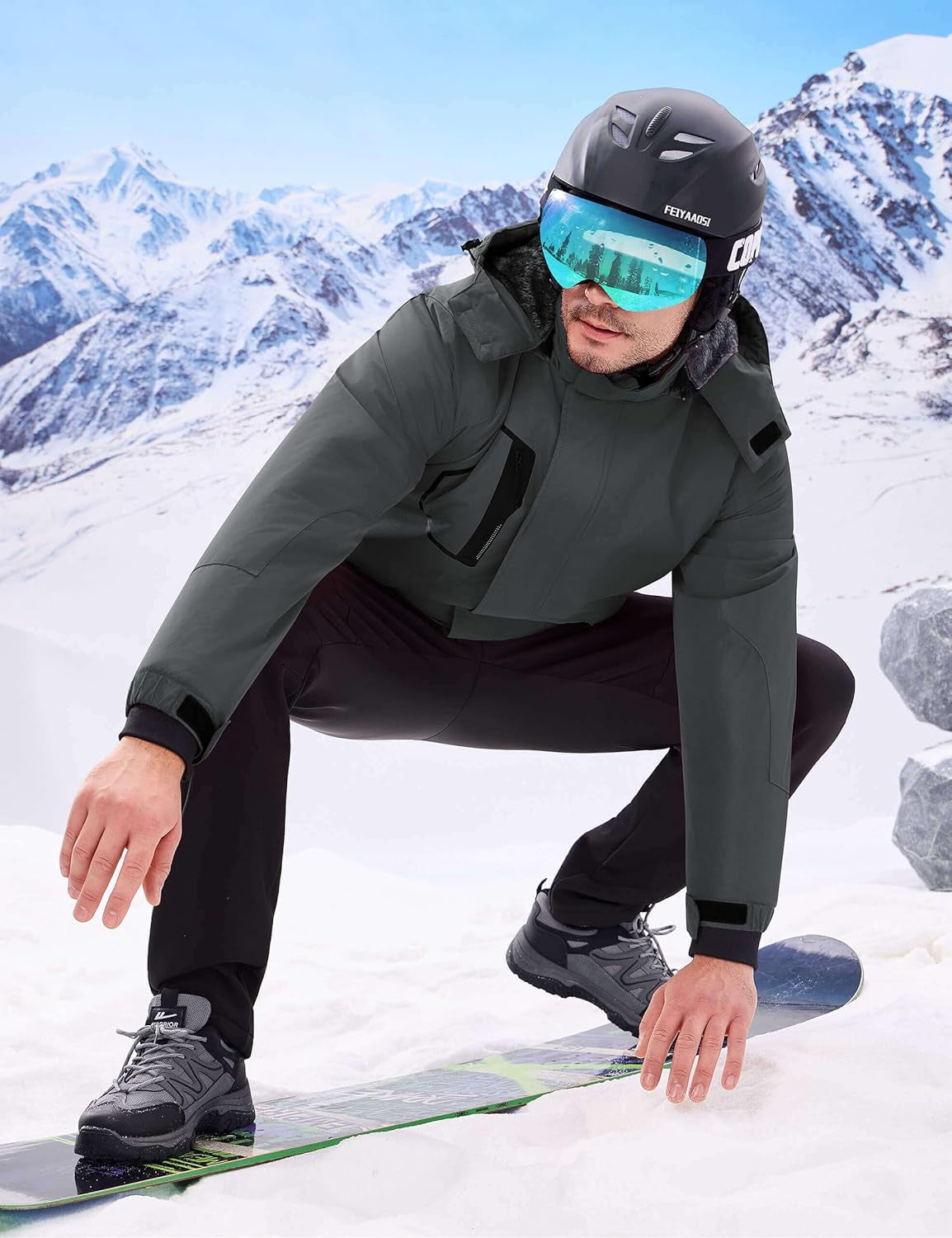 Men'S Waterproof Ski Jacket Warm Winter Snow Coat Mountain Windbreaker Hooded Raincoat