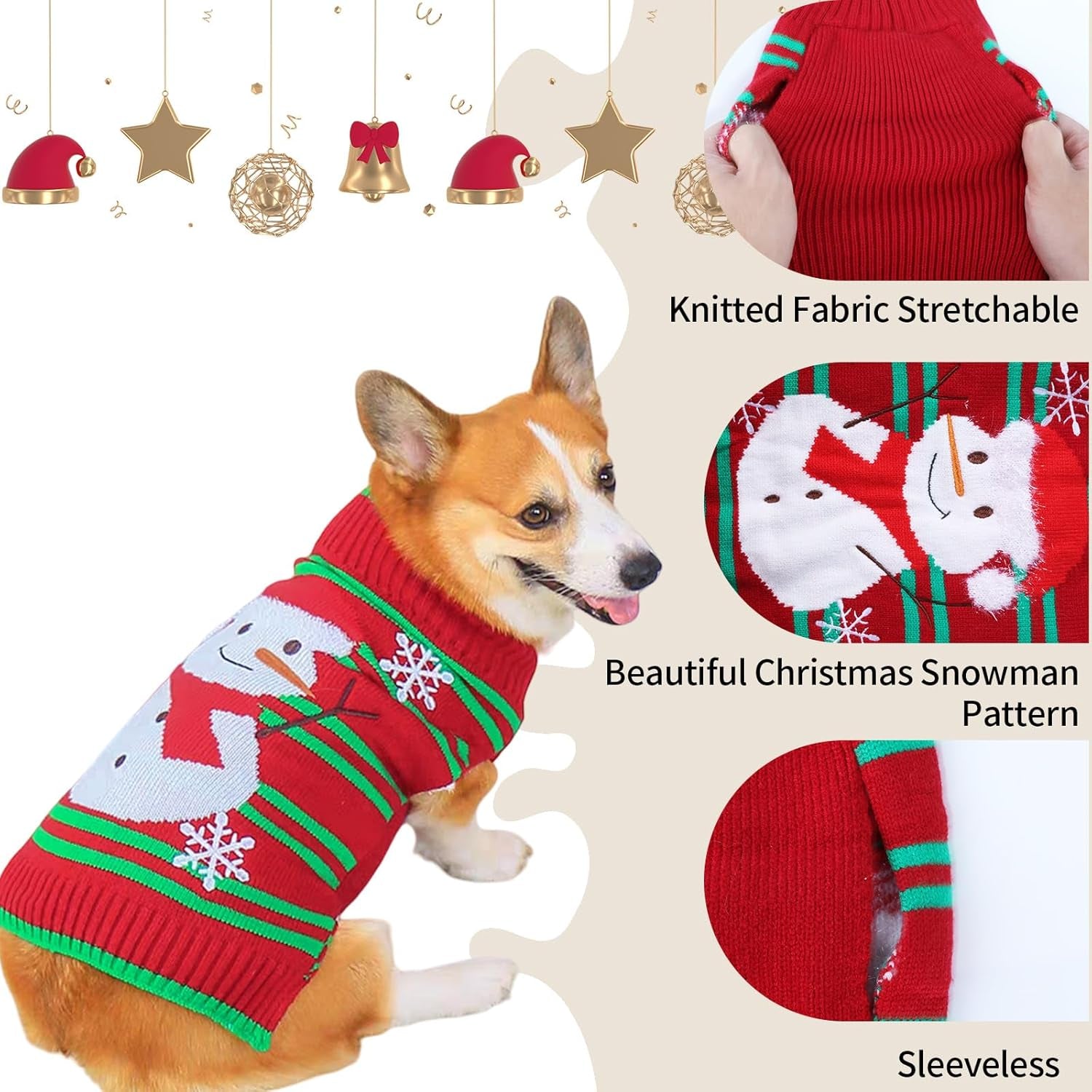 Dog Ugly Christmas Sweater Xmas Sweater Dog Christmas Snowman Sweater Cat Ugly Christmas Sweater for Cat Dog(Snowman, S)