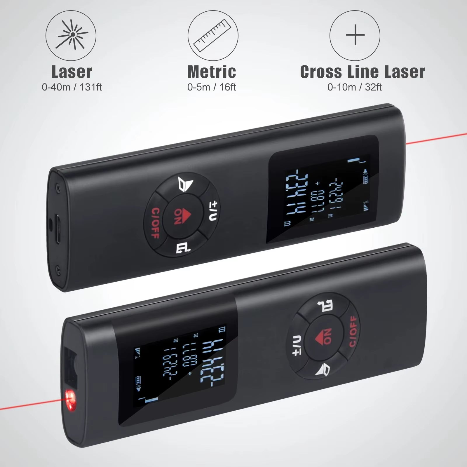 SmartMeasure 40M/60M Mini Laser Distance Meter – USB Rechargeable Handheld Rangefinder for Accurate Measurements