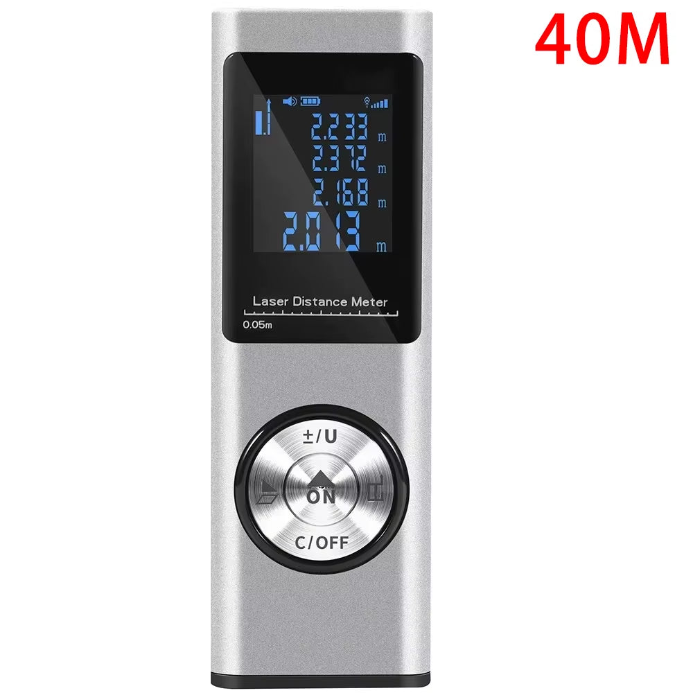 SmartMeasure 40M/60M Mini Laser Distance Meter – USB Rechargeable Handheld Rangefinder for Accurate Measurements